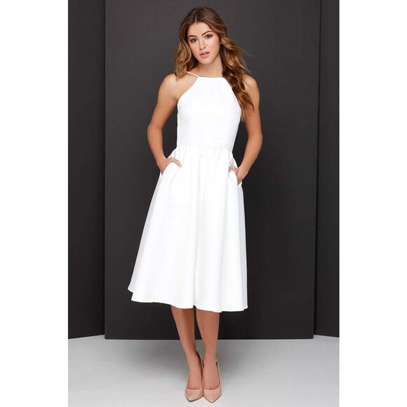Lulu's Dresses & Skirts - Lulus Lead A Charmed Life High Neck Plunge Back Dress Size S Small Ivory